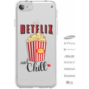 Capinha para Celular Netflix, popcorn and chill-0