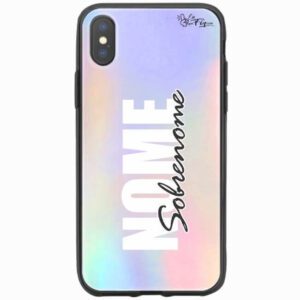 Capinha Personalizada Holográfica Nome e Sobrenome Branco