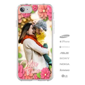 Capinha para Celular com Foto Personalizada - Mãe com flores-0