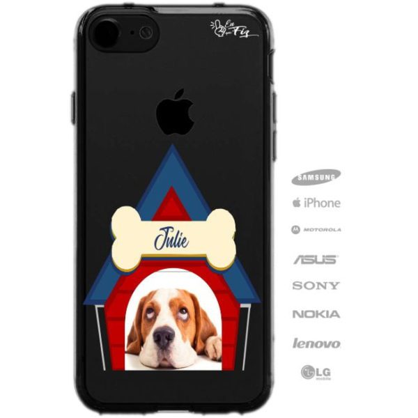 Capinha para Celular Personalizada Foto e nome - Casinha de cachorro - Celular escuro