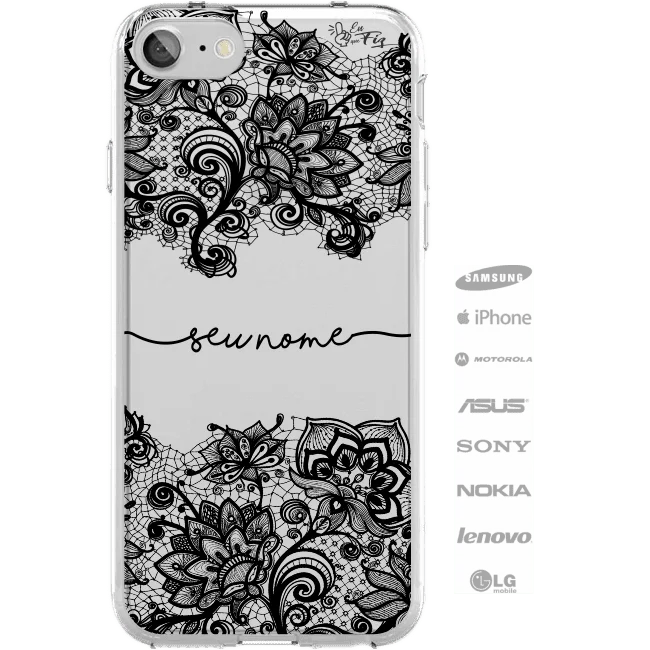 Capinha Personalizada Nome Letra cursiva Renda