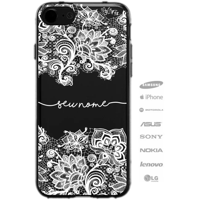 Capinha Personalizada Nome Letra cursiva Renda