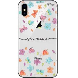 Capinha Personalizada Nome Letra cursiva Borboletas e Flores