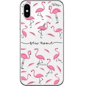 Capinha Personalizada Nome Letra cursiva Flamingo