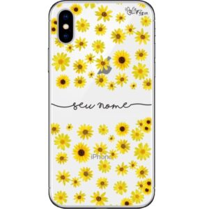 Capinha Personalizada Nome Letra cursiva Girassóis