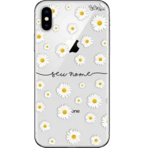 Capinha Personalizada Nome Letra cursiva Margaridas