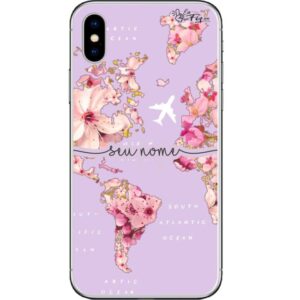 Capinha Personalizada com Nome Mapa Mundi Flowers