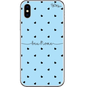 Capinha Personalizada com Nome Black Heart Azul Bebê