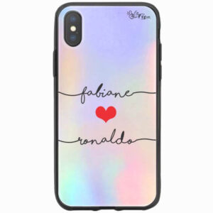 Capinha Personalizada Holográfica Nome e Coração Letra Cursiva