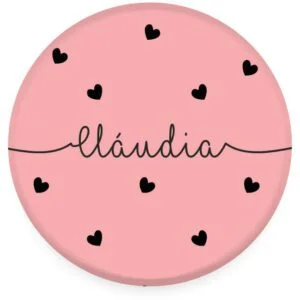 Pop Socket Personalizado Nome Black Hearts - Pink