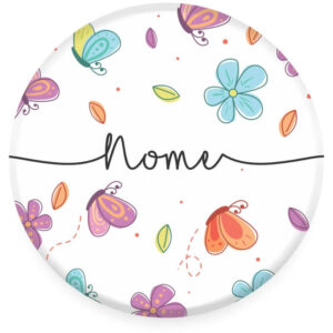 Pop Socket Personalizado Nome Borboletas e Flores