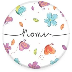 Pop Socket Personalizado Nome Borboletas e Flores