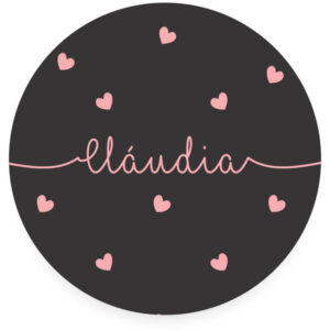 Pop Socket Personalizado Nome Pink Hearts - Black