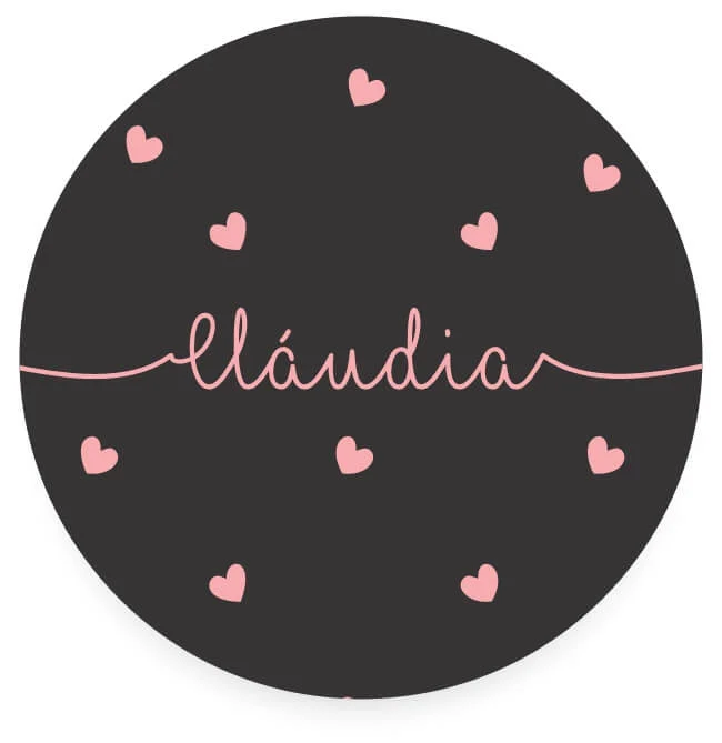 Pop Socket Personalizado Nome Pink Hearts - Black