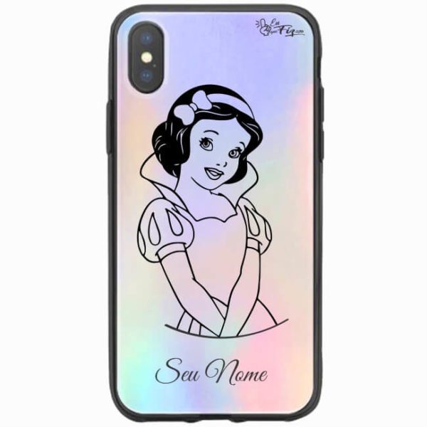 Capa Holográfica com nome - Branca de Neve - Princesas Disney