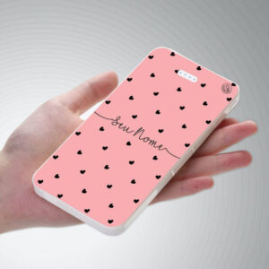Carregador Portátil Power Bank Personalizado (10000mAh) Black Hearts Pink