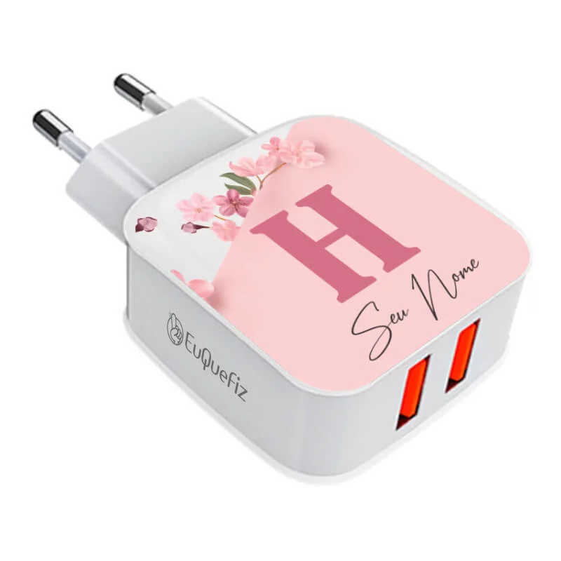 Carregador Turbo Duplo Usb Blossom Classic Rose