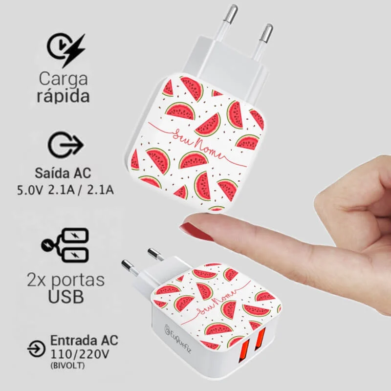 Carregador Turbo Duplo Usb Melancias