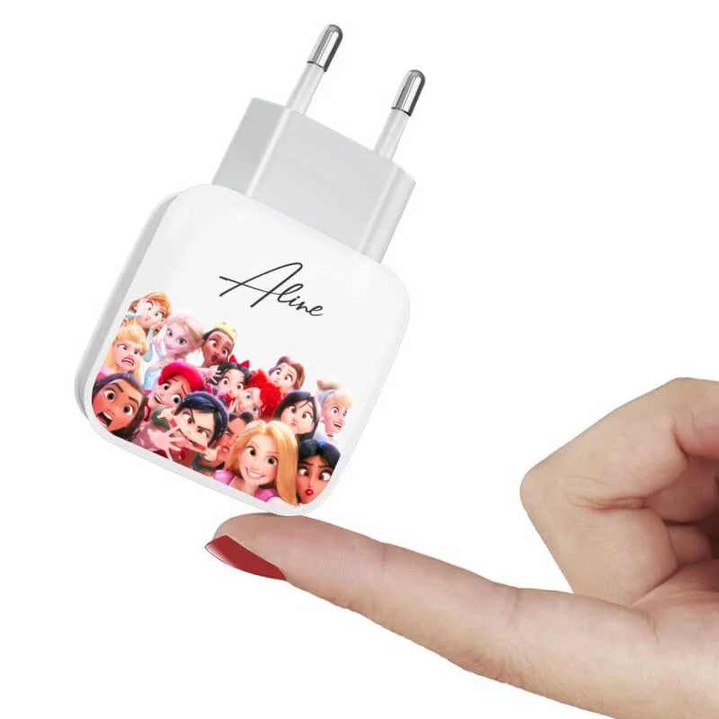 Carregador Turbo Duplo Personalizado Selfie das Princesas
