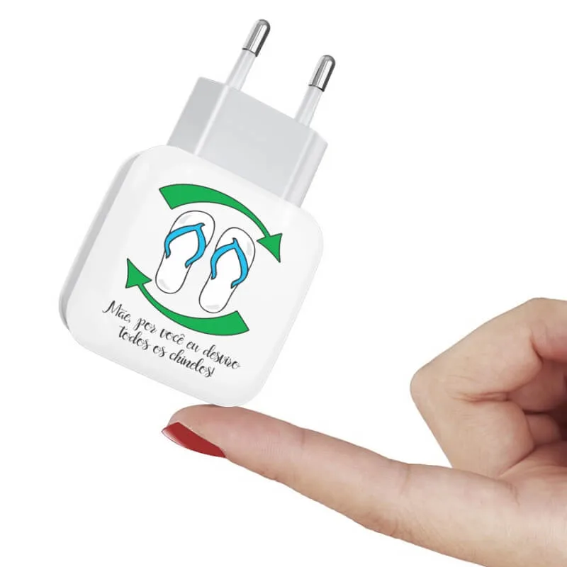 KIT Capinha de Celular+Carregador Portátil+Carregador de Parede+PopSocket Chinelos