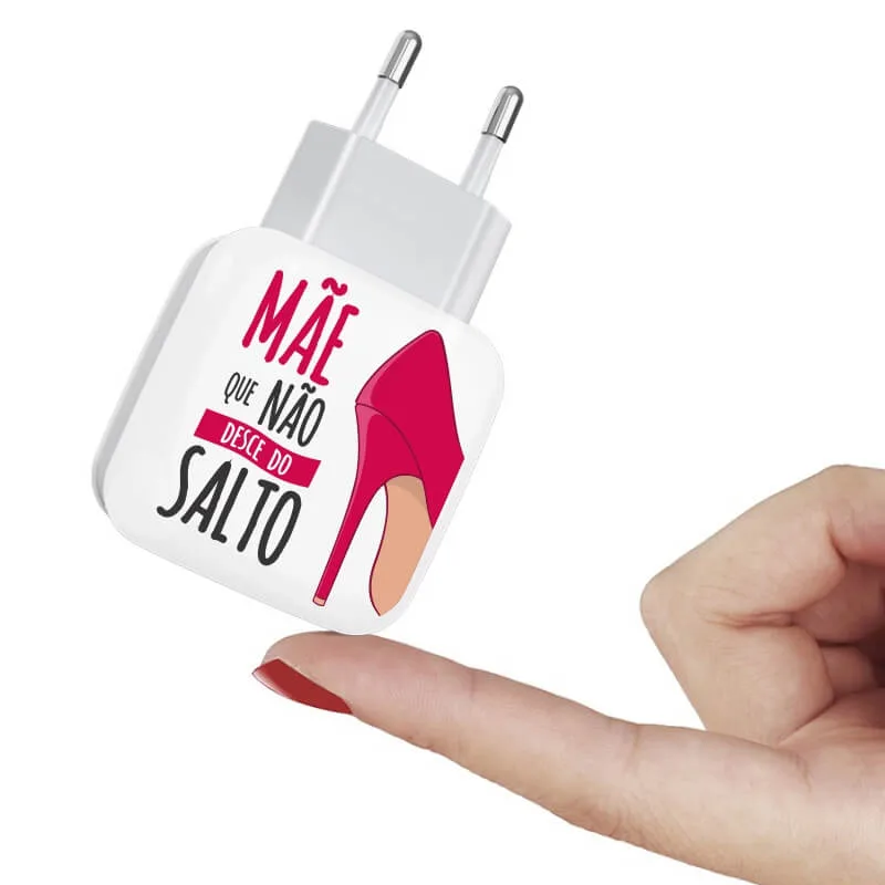 KIT Capinha de Celular+Carregador Portátil+Carregador de Parede+PopSocket Mãe que não desce do Salto