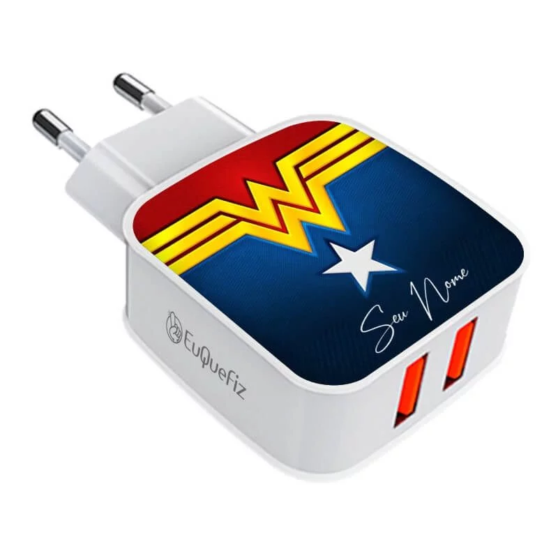 Carregador Turbo Duplo Personalizado Mulher Maravilha II