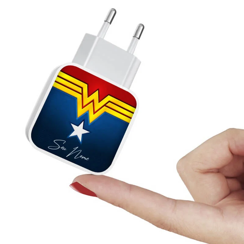 Carregador Turbo Duplo Personalizado Mulher Maravilha II