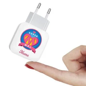 Carregador Turbo Duplo Personalizado - Super Mãe