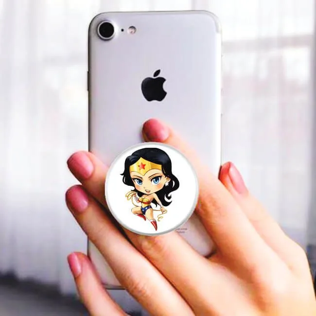 KIT Capinha de Celular+Carregador Portátil+Carregador de Parede+PopSocket Mulher Maravilha