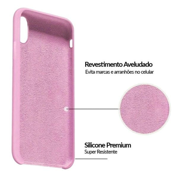 Capa iPhone 12 Pro Max Silicone Aveludada Rosa Neon