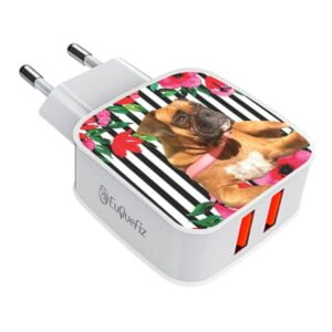 Carregador Turbo Duplo My Pet - Floral Listras