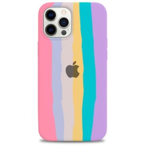 Capa iPhone 11 Pro Max Silicone Aveludada Doce Arco Íris