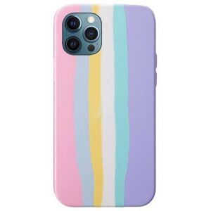 Capa iPhone 12 / iPhone 12 pro Silicone Aveludada Doce Arco Íris