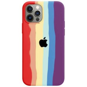 Capa iPhone 12 Pro Max Silicone Aveludada Arco Íris