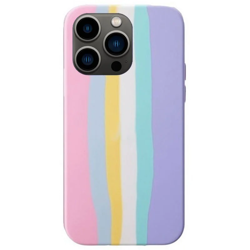 Capa iPhone 13 pro Silicone Aveludada Doce Arco Íris