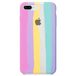 Capinha iPhone 7 Plus / iPhone 8 Plus Silicone Aveludada Doce Arco Íris