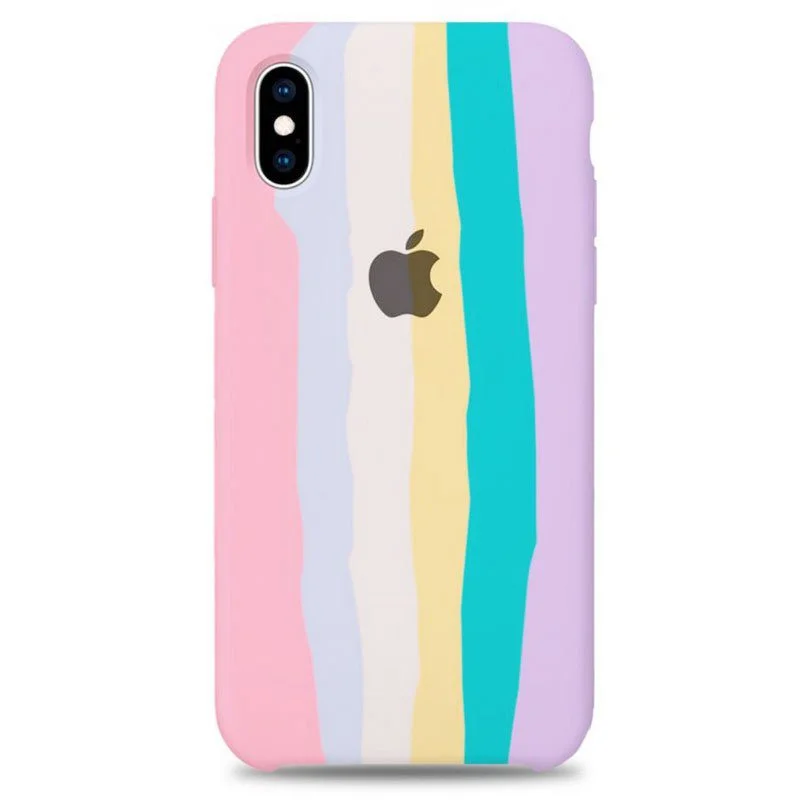 Capinha iPhone X / iPhone Xs Silicone Aveludada Doce Arco Íris