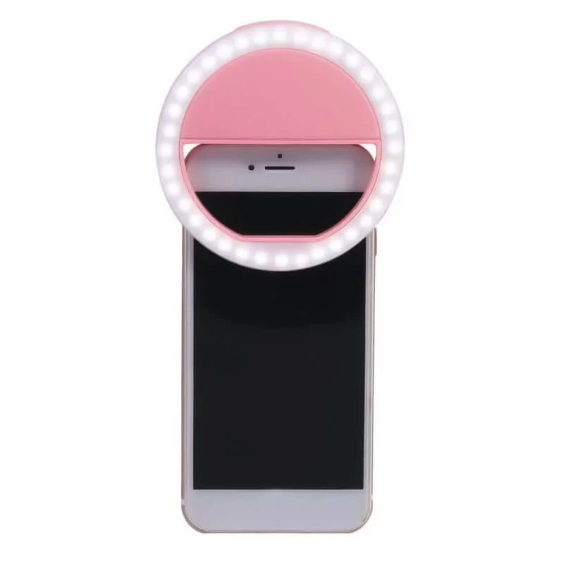 Anel Luminoso Para Celular Flash Selfie Mini Ring Light Rosa