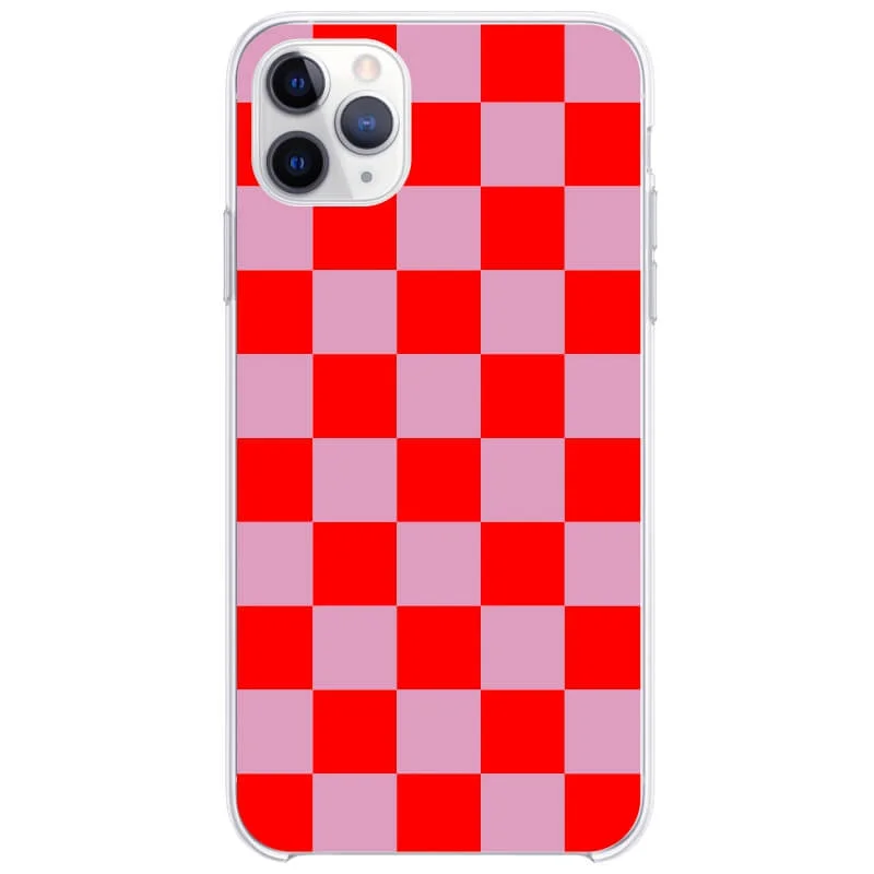 Capinha de Celular Quadriculada Vermelho e Rosa - Unique