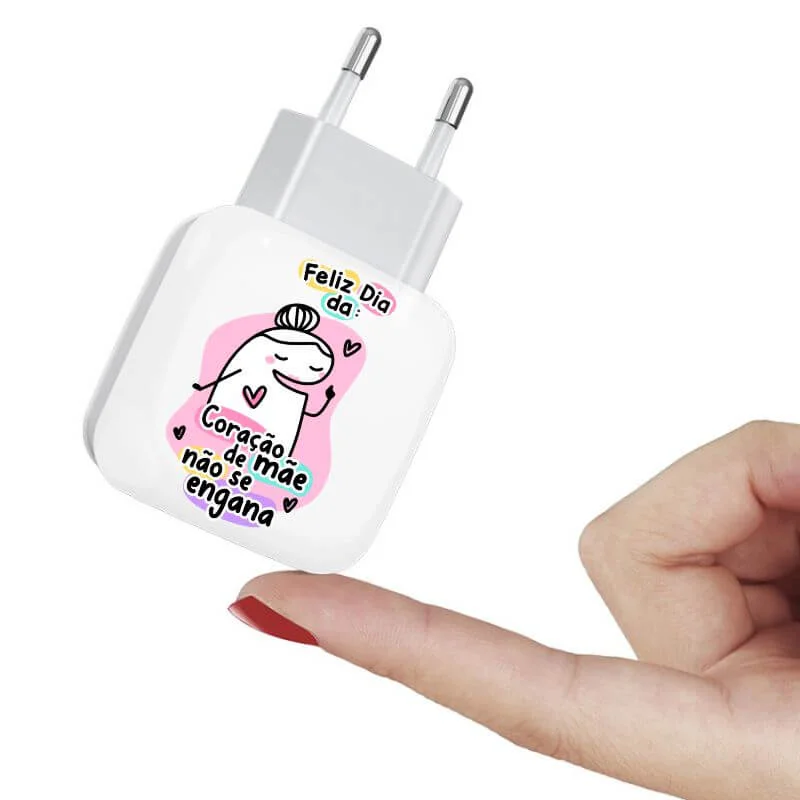 Carregador Turbo Duplo Flork Mãe - Coração de mãe não se engana