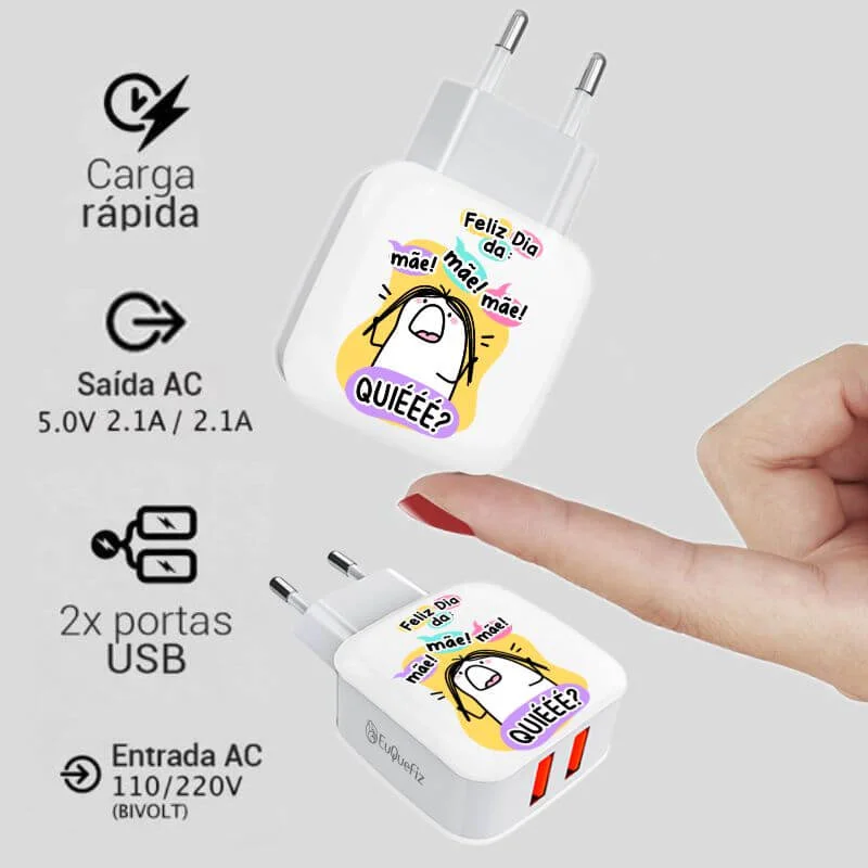 Carregador Turbo Duplo Flork Mãe - Qiééé