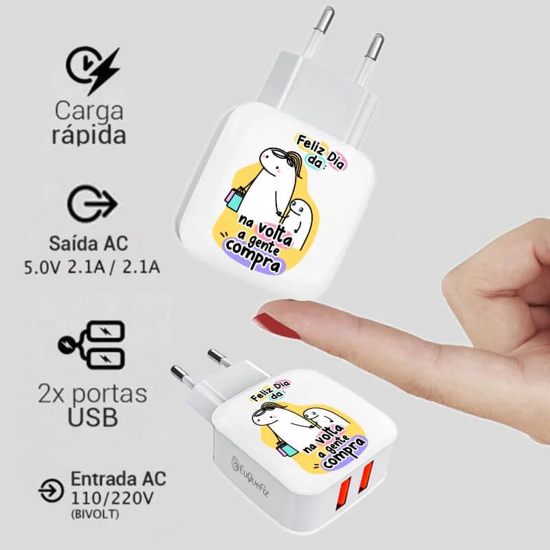 Carregador Turbo Duplo Flork Mãe - Na volta a gente compra
