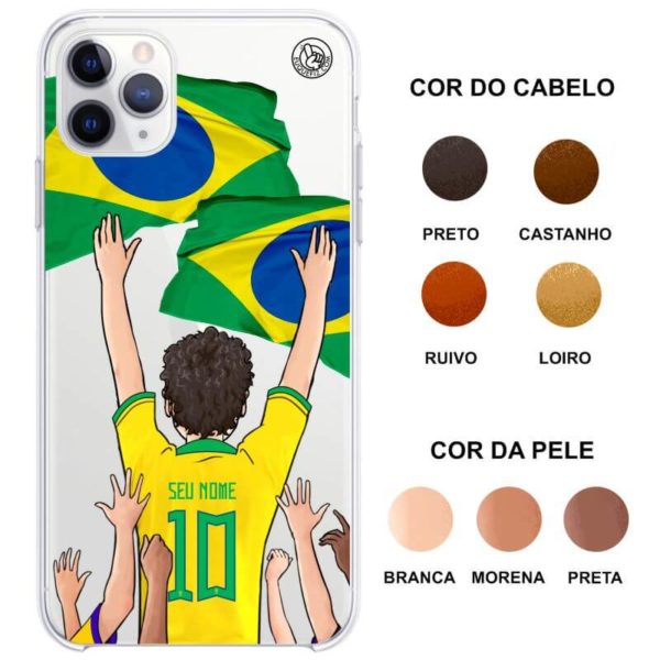 Capinha Personalizada Brasil- Torcedor Cabelo Cacheado