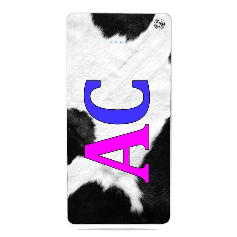 Carregador Portátil Power bank Personalizado Animal Print Vaca Iniciais Colors (10000mAh)