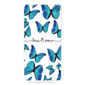 Carregador Portátil Power bank Personalizado Borboletas Azuis Nome (10000mAh)