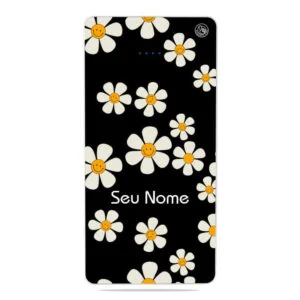 Carregador Portátil Power bank Personalizado Smile Margaridas Nome(10000mAh)