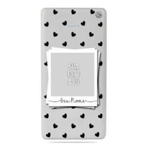 Carregador Portátil Power bank Personalizado Foto Picture Black Hearts (10000mAh)