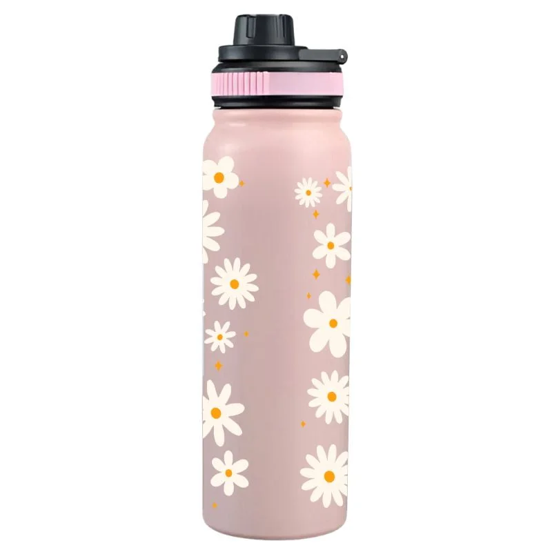 Garrafa Térmica Personalizada Nome Margaridas