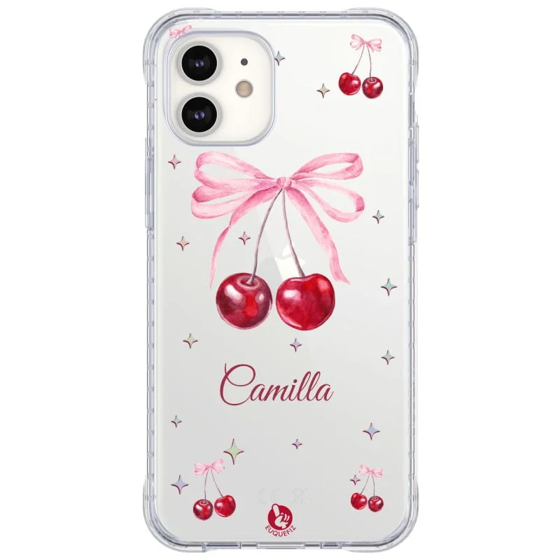 Capinha de Celular Cerejinhas e Estrelas com nome - Unique