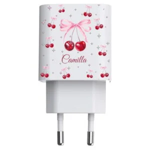Carregador Turbo Duplo Personalizado Cerejinhas e Estrelas